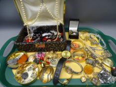 VINTAGE & LATER COSTUME JEWELLERY, lady's wristwatches and bracelets with a quantity of gentlemen'