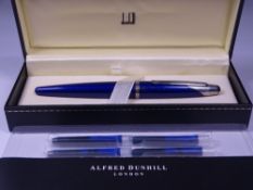 DUNHILL AD2000 FOUNTAIN PEN - Metallic Blue Resin with metallic flecks from 1997 but now