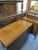 VINTAGE FURNITURE PARCEL, three items including a good oak barley twist gate leg dining table with