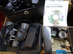 BINOCULARS & CAMERAS, a mixed quantity including a Tasco 10 x 50 Lightweight, a Bushnell 10 x 42,