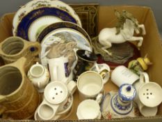 MIXED COLLECTABLE POTTERY, PORCELAIN & STONEWARE including shaving mugs, hand decorated vases ETC
