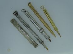 FIVE ANTIQUE S. MORDEN & CO ITEMS - 1 Gold Coloured propelling pencil; 1 Hallmarked Silver pencil