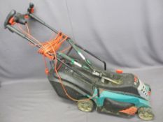 BOSCH ROTAK 400ER ELECTRIC MOWER and petrol mower, Briggs and Stratton and a set of shears E/T