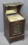EDWARDIAN MIRRORED & MARBLE TOPPED COAL PERDONIUM, 87.5cms H, 43cms W, 35cms max D (lacking