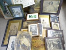 MIXED QUANTITY OF MAINLY VINTAGE PICTURES, PAINTINGS & PRINTS, mostly framed