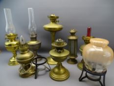 VINTAGE & LATER BRASS OIL LAMPS, a quantity