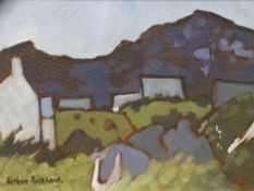ARTHUR PRITCHARD (brother of Gwilym Pritchard) oil on board - cottages at Y Mynydd Bodafon,