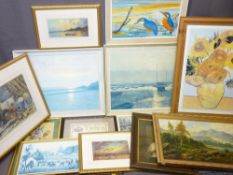 FRANK HOLME watercolour - still life with violin, 31 x 42cms, J PROBERT painting on board -