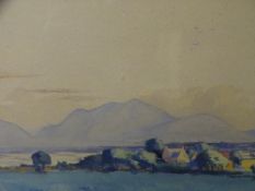 HARRY HUGHES-WILLIAMS watercolour - expansive Anglesey landscape with farmstead and with the