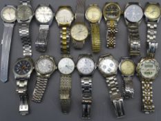 17 GENTLEMAN'S WRISTWATCHES having stainless steel or bi-colour straps, maker's names include