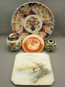 LARGE IMARI CHARGER (AF), nice quality Japanese Cabaret tray, two Chinese ginger jars and a Spode