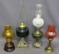 OIL LAMPS (4), iron based, brass ETC