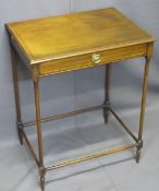 EDWARDIAN INLAID MAHOGANY SPIDER LEG SINGLE DRAWER SIDE TABLE, 66cms H, 51.5cms W, 38cms D