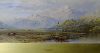 CORNELIUS PEARSON watercolour - the lowlands near Porthmadog with Cnicht and Snowdonia in the