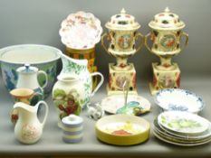 BESWICK KINGFISHER WALL ORNAMENT 729-1, enamel and pottery jugs, slipware type vase and a pair of