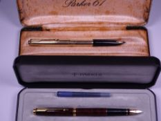 PARKER PENS - a Vintage (1960s) Rolled Gold (?) Parker 61 Custom Insignia fountain pen with engraved
