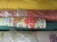 FIVE ROLLS OF UPHOLSTERY & CORDUROY MATERIAL