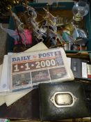 MIXED COLLECTABLES, a quantity in 2 boxes to include vintage Waltham cassette recorder, jewellery