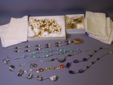 APPROXIMATELY 8 PRECIOUS STONE & OTHER NECKLACES