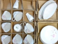 NORITAKE ROSEMARIE DINNER & TEA SERVICE, 8 piece setting, 40 plus pieces in original 1950s packing