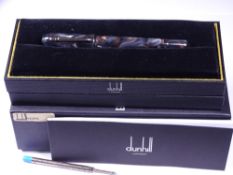 GREY MARBLE RESIN DUNHILL SIDECAR ROLLER BALL PEN - with palladium-plated brass and an engine-turned