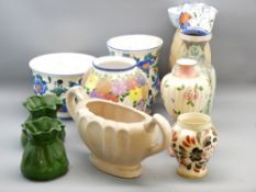 COLOURFUL POTTERY, VASES & PLANTERS, Art Deco and later