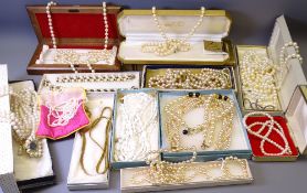 VARIOUS PEARL NECKLACES, a large parcel