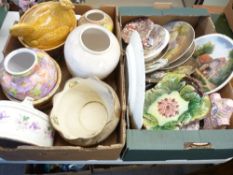 MAJOLICA, ROYAL DOULTON, ROYAL WINTON and other decorative wall plates and stands with a quantity of