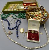 9CT GOLD ROTARY LADY'S WRIST WATCH with bracelet strap, vintage and later costume jewellery,