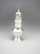 BALUSTER FORM SUGAR CASTER, Birmingham 1925, maker B Street & Co, 12.5cms overall H, 2 troy ozs