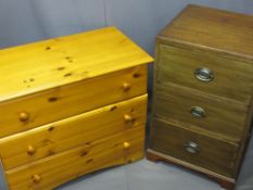 VINTAGE & LATER CHESTS OF DRAWERS (2) including a mahogany three drawer with oval backplates and