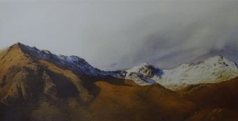 ROB PIERCY coloured limited edition 350/500 print - Snowdon and Crib Goch, signed, 35 x 63cms