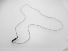 GRADUATED PEARL NECKLACE of tiny to small pearls with an oblong fifteen carat gold clasp, 2.9 grms