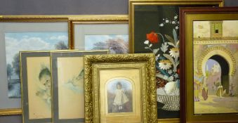 SORENSEN BERLIN prints, a pair of lakeside scenes, 46 x 71cms. Antique prints, framed silks ETC