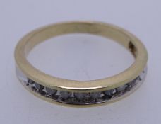 10CT GOLD & DIAMOND SET HALF ETERNITY RING, size Mid M-N, stamped 10K and 1/4 TW, having eleven