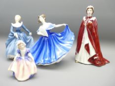 FOUR ROYAL DOULTON & ROYAL WORCESTER LADY FIGURINES - Dinky Do HN1678, Fragrance HN2334, Elaine