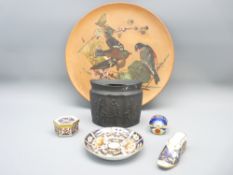 ROYAL CROWN DERBY & SPODE CABINET PORCELAIN, Watcombe bird decorated wall charger ETC