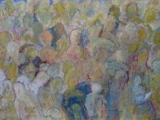 LARGE 20TH CENTURY oil on canvas - group of people, 61 x 91cms
