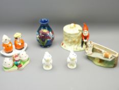 COLOURFUL CONDIMENTS, MOORCROFT VASE, Hornsea posy, a small collection including a Crown Devon pixie