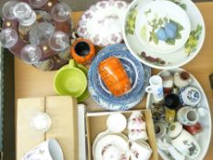 MIXED POTTERY, PORCELAIN & GLASSWARE including two pedestal bowls Portmeirion Pomona, German type
