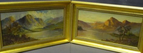 JOEL OWEN oil on canvas, a pair - lake and mountain scenes, each signed and dated, 20 x 40cms