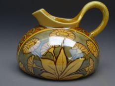 WILEMAN & CO SPANO-LUSTRA IRIDESCENT GLAZE SQUAT JUG No 3036 with factory back stamps and the