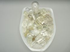 GLASS DECANTER, PERFUME & OTHER BOTTLE STOPPERS, a quantity including facet cut and blown examples