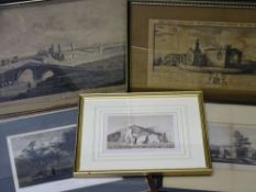 ENGRAVINGS (5) - Llanddwynwen Priory Buck 1742, Rhuddlan Castle Boydell 1749 and engraving after