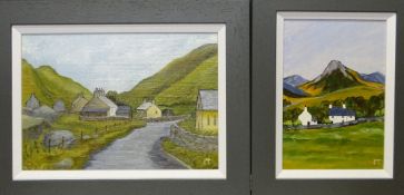 D O T (Beddgelert Artist) two acrylics on board - 1. Snowdonia farmstead, initialled, 21 x 15cms and