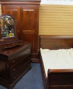 REPRODUCTION MAHOGANY FOUR PIECE BEDROOM SUITE to include a scroll ended double bed frame, 98cms