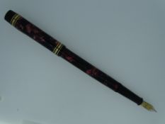 VINTAGE ONOTO 'THE PEN' No 6235 FOUNTAIN PEN - (1930s -1940s) Rose Marble De La Rue with gold plated