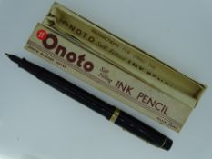 VINTAGE (1940s) BLACK DE LA RUE 'ONOTO SELF FILLING STYLO' No.928 INK PENCIL with gold plated trim