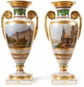 Pair of splendid Vases with Rhine landscapes