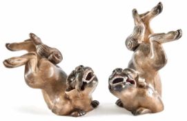 Two Chinese Guardian Lions as Incense Figures